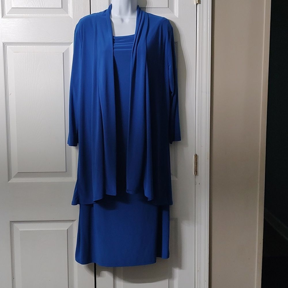 Chaps Royal Blue layered look dress Party Graduation Wedding Cruise Sz 16